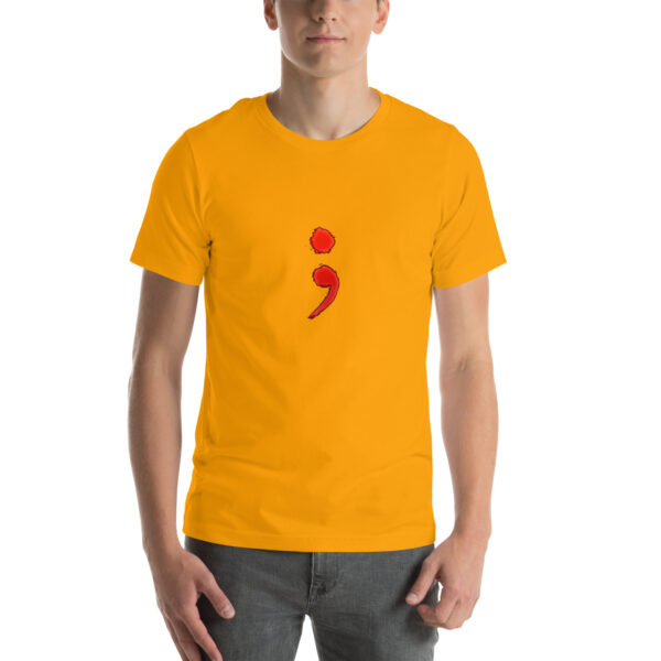 Red Semicolon T-Shirt – Mental Health Awareness Tee | Soft & Stylish Cotton Shirt - Image 5