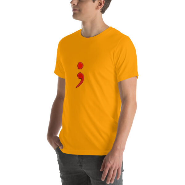 Red Semicolon T-Shirt – Mental Health Awareness Tee | Soft & Stylish Cotton Shirt - Image 8