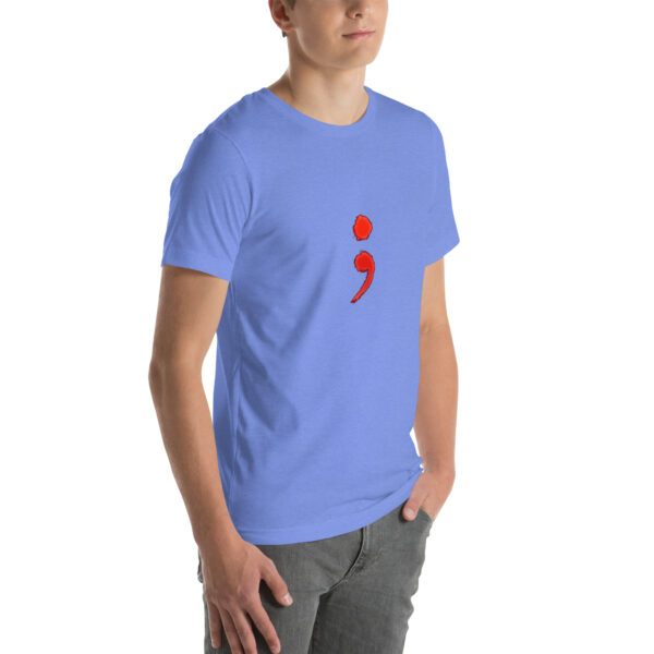 Red Semicolon T-Shirt – Mental Health Awareness Tee | Soft & Stylish Cotton Shirt - Image 2